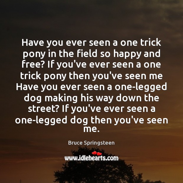 Have you ever seen a one trick pony in the field so Bruce Springsteen Picture Quote