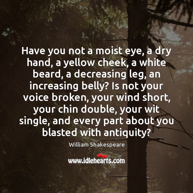 Have you not a moist eye, a dry hand, a yellow cheek, William Shakespeare Picture Quote