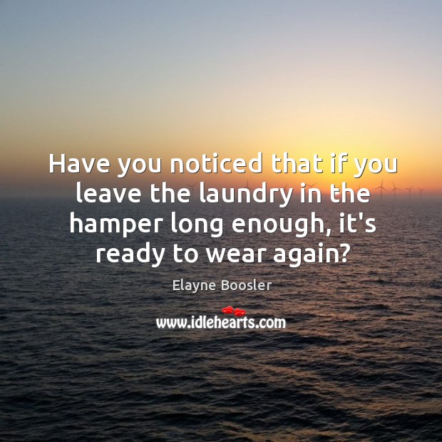 Have you noticed that if you leave the laundry in the hamper Elayne Boosler Picture Quote
