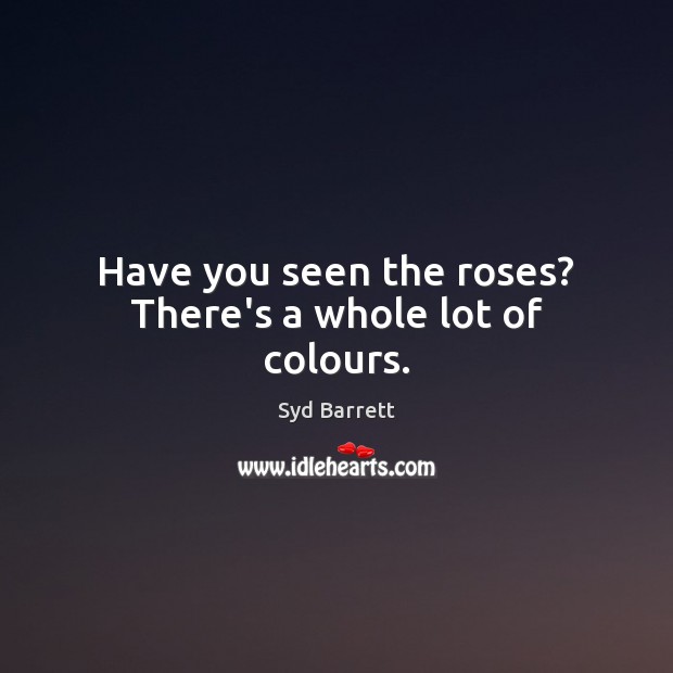Have you seen the roses? There’s a whole lot of colours. Syd Barrett Picture Quote