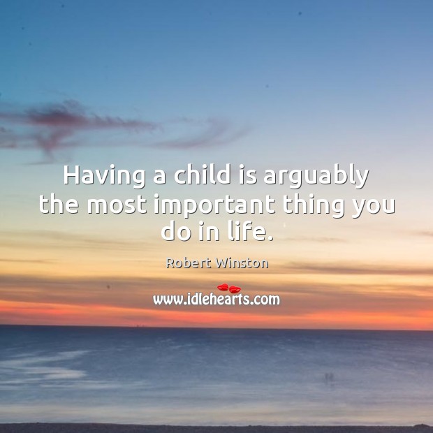 Having a child is arguably the most important thing you do in life. Robert Winston Picture Quote