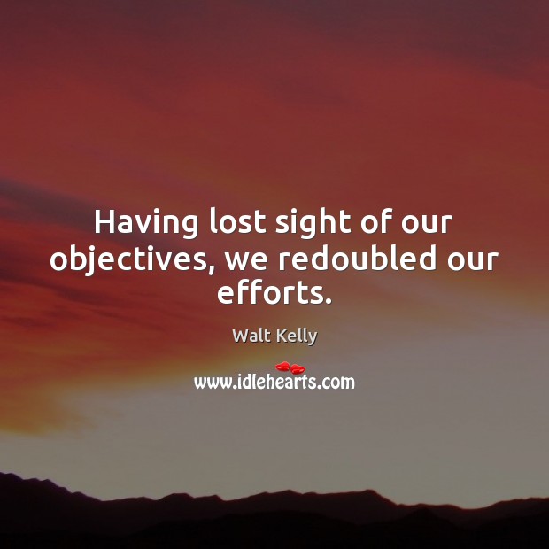 Having lost sight of our objectives, we redoubled our efforts. Image