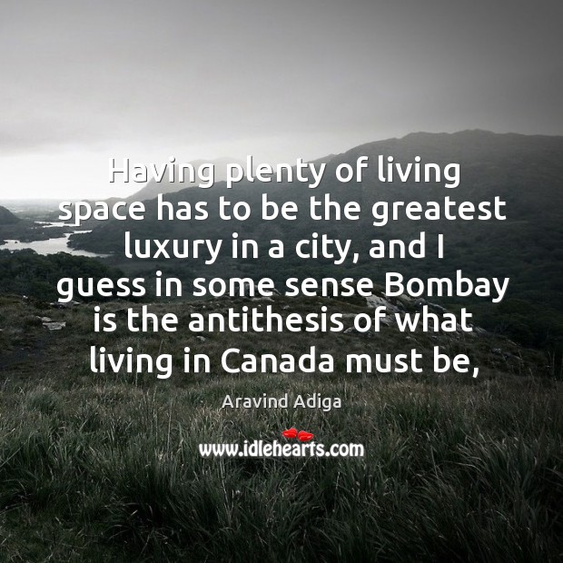 Having plenty of living space has to be the greatest luxury in Aravind Adiga Picture Quote