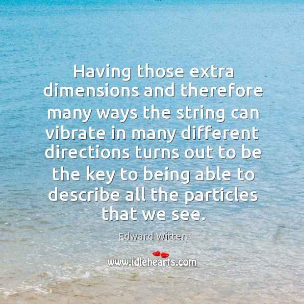 Having those extra dimensions and therefore many ways the string can vibrate in Image