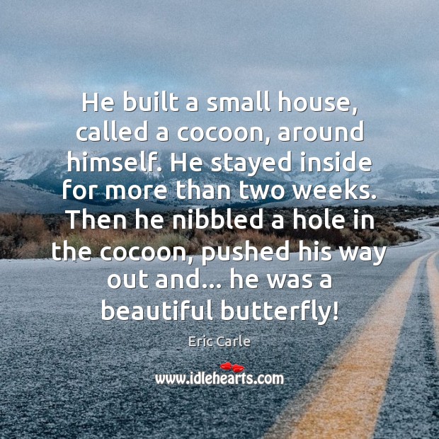 He built a small house, called a cocoon, around himself. He stayed Image