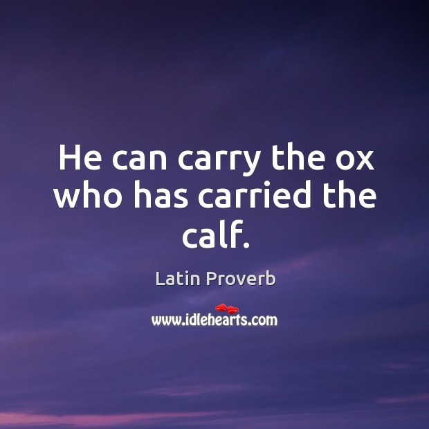He can carry the ox who has carried the calf. Latin Proverbs Image