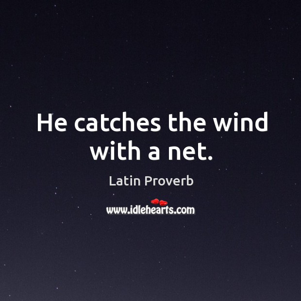 He catches the wind with a net. Latin Proverbs Image