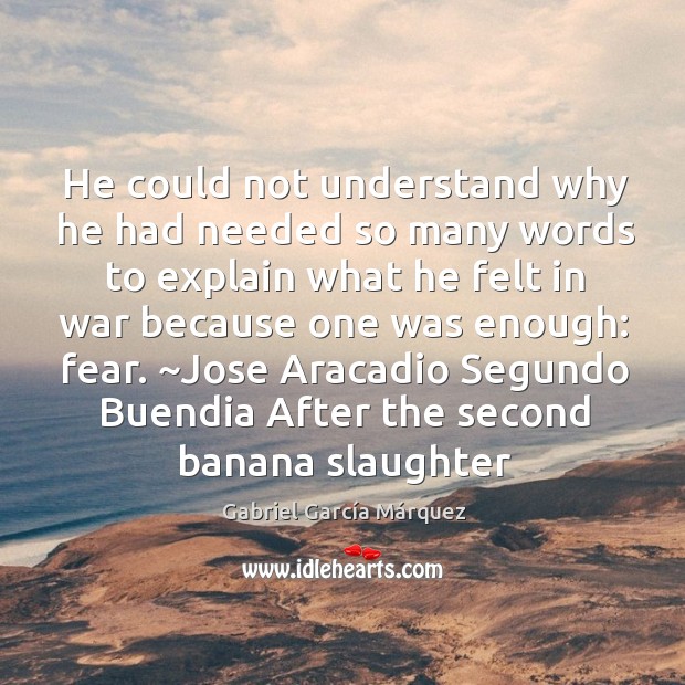 He could not understand why he had needed so many words to Gabriel García Márquez Picture Quote