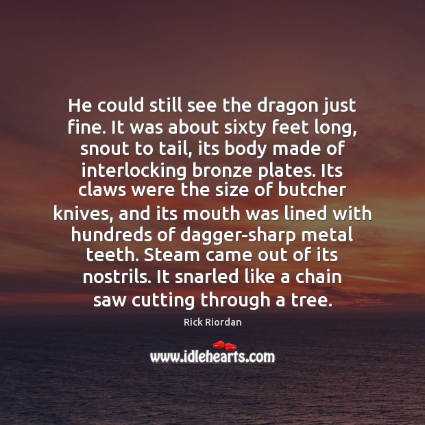 He could still see the dragon just fine. It was about sixty Rick Riordan Picture Quote