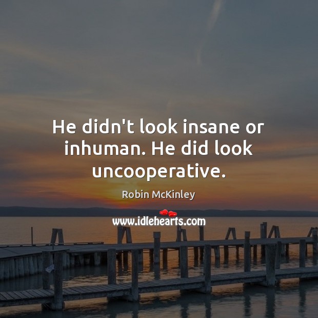 He didn’t look insane or inhuman. He did look uncooperative. Robin McKinley Picture Quote