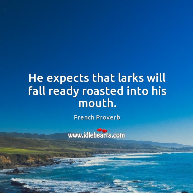 He expects that larks will fall ready roasted into his mouth. French Proverbs Image