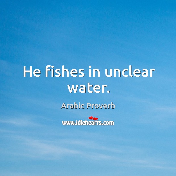 He fishes in unclear water. Image