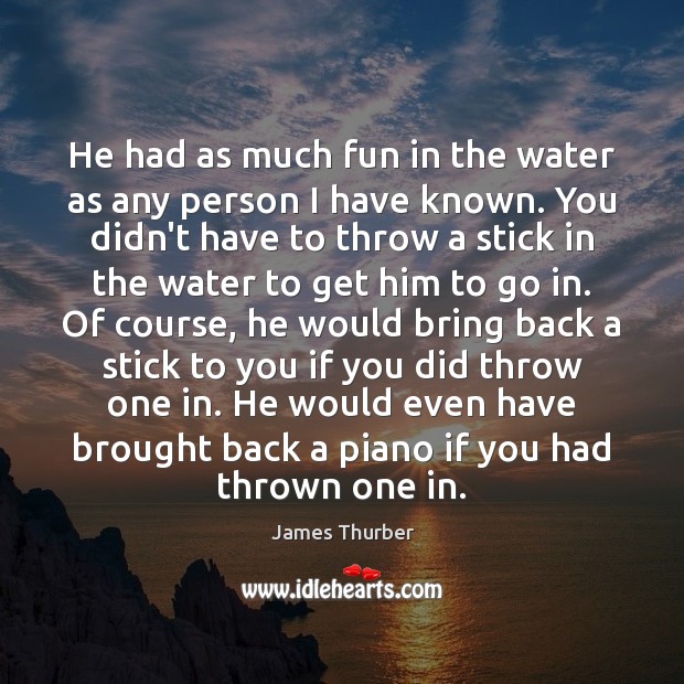 He had as much fun in the water as any person I James Thurber Picture Quote
