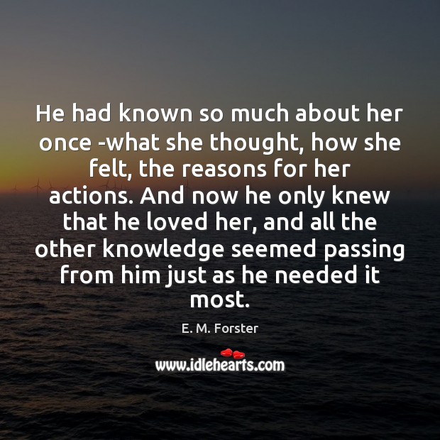 He had known so much about her once -what she thought, how E. M. Forster Picture Quote