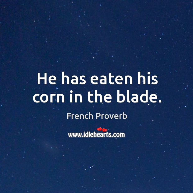 He has eaten his corn in the blade. Image
