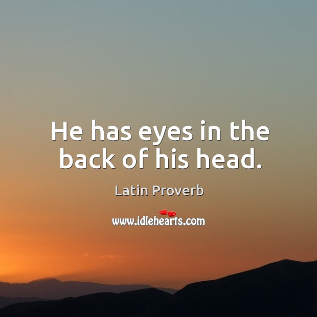 He has eyes in the back of his head. Latin Proverbs Image