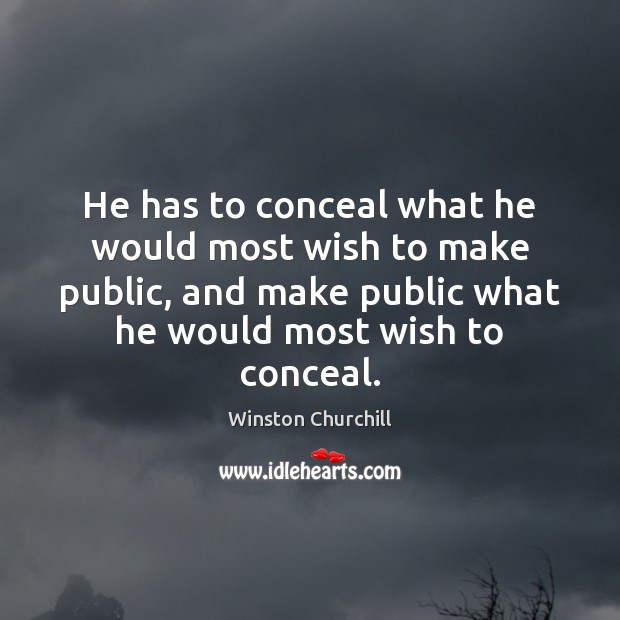 He has to conceal what he would most wish to make public, Winston Churchill Picture Quote