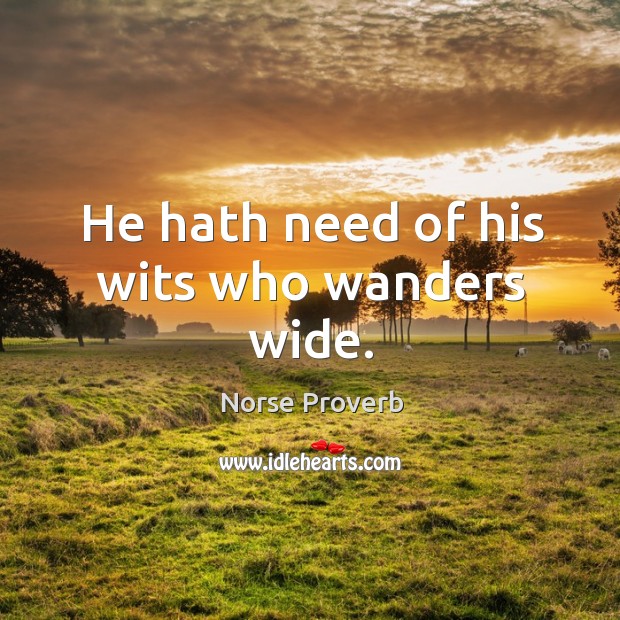 He hath need of his wits who wanders wide. Norse Proverbs Image