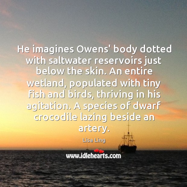 He imagines Owens’ body dotted with saltwater reservoirs just below the skin. Image