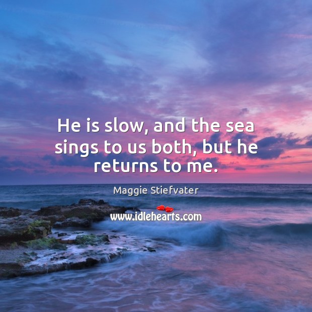 He is slow, and the sea sings to us both, but he returns to me. Maggie Stiefvater Picture Quote