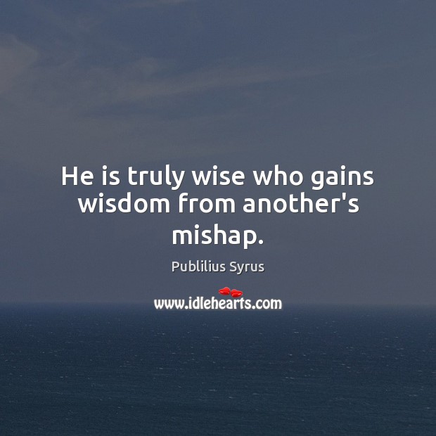 He is truly wise who gains wisdom from another’s mishap. Wise Quotes Image