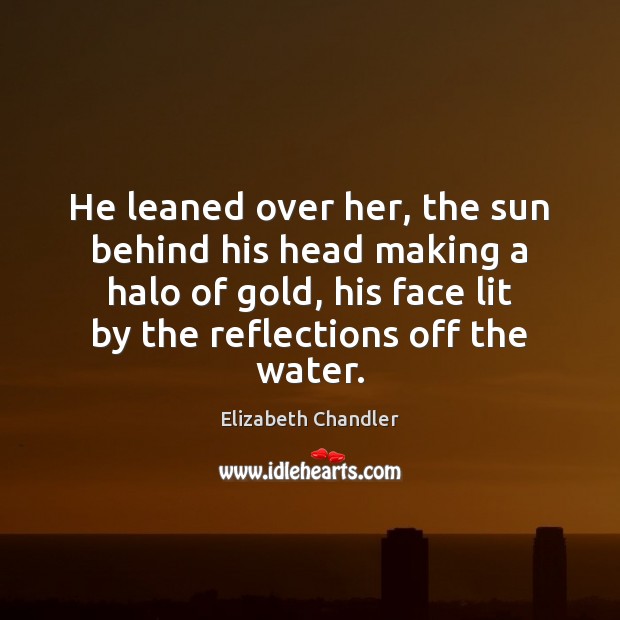 He leaned over her, the sun behind his head making a halo Elizabeth Chandler Picture Quote