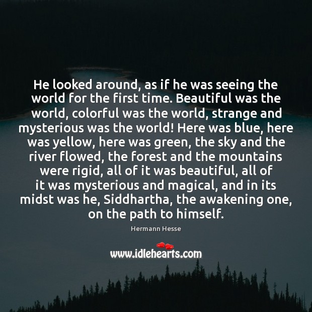 He looked around, as if he was seeing the world for the Hermann Hesse Picture Quote