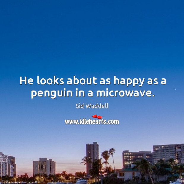 He looks about as happy as a penguin in a microwave. Image