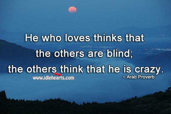 He who loves thinks that the others are blind; the others think that he is crazy. Image