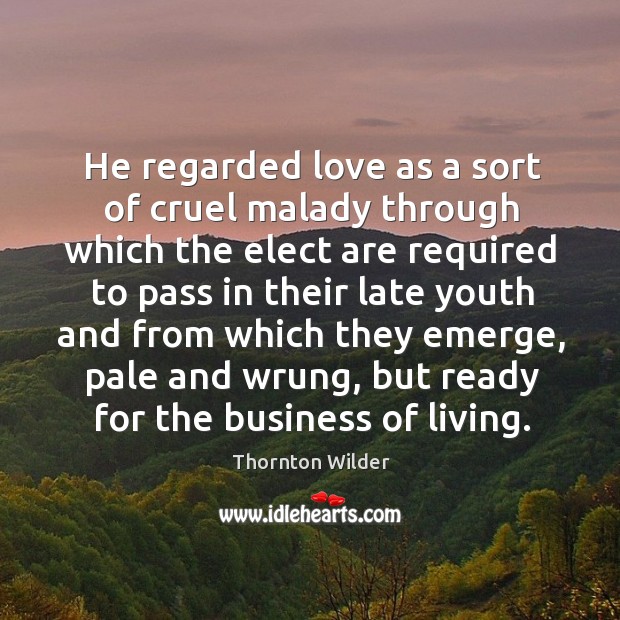 He regarded love as a sort of cruel malady through which the Image