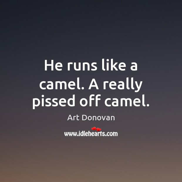 He runs like a camel. A really pissed off camel. Image