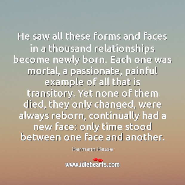 He saw all these forms and faces in a thousand relationships become Hermann Hesse Picture Quote