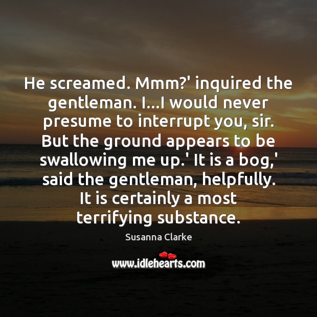 He screamed. Mmm?’ inquired the gentleman. I…I would never presume Susanna Clarke Picture Quote