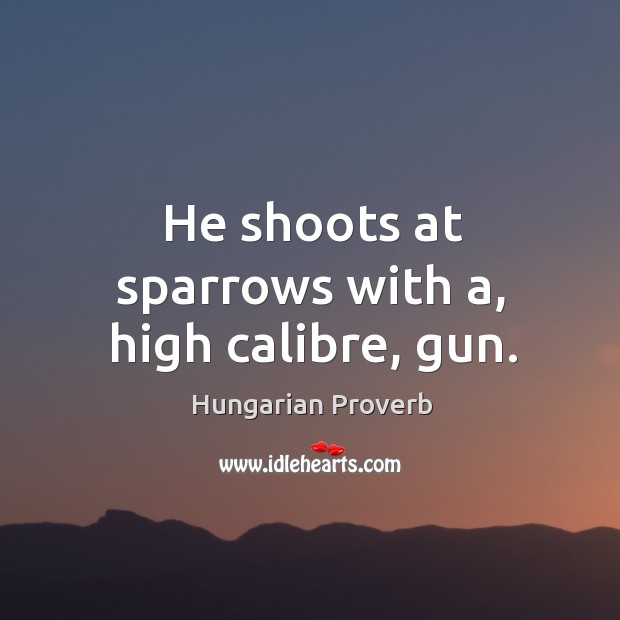 He shoots at sparrows with a, high calibre, gun. Image