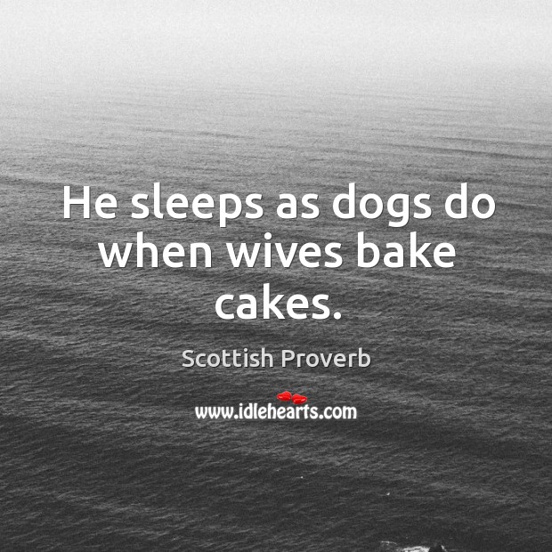 He sleeps as dogs do when wives bake cakes. Scottish Proverbs Image