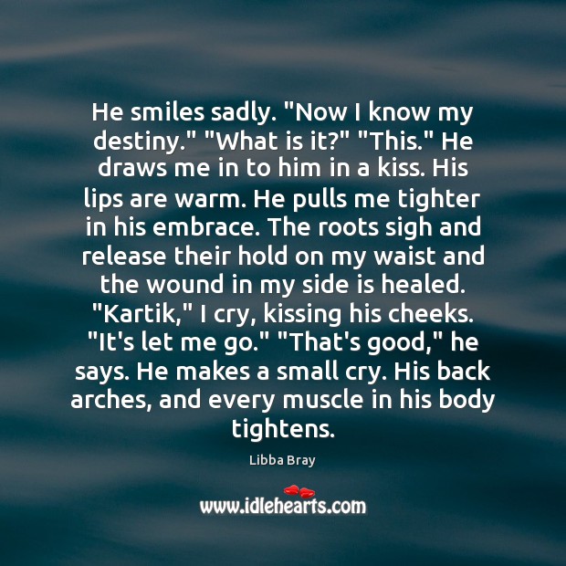 He smiles sadly. “Now I know my destiny.” “What is it?” “This.” Libba Bray Picture Quote
