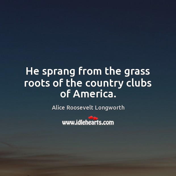 He sprang from the grass roots of the country clubs of America. Alice Roosevelt Longworth Picture Quote