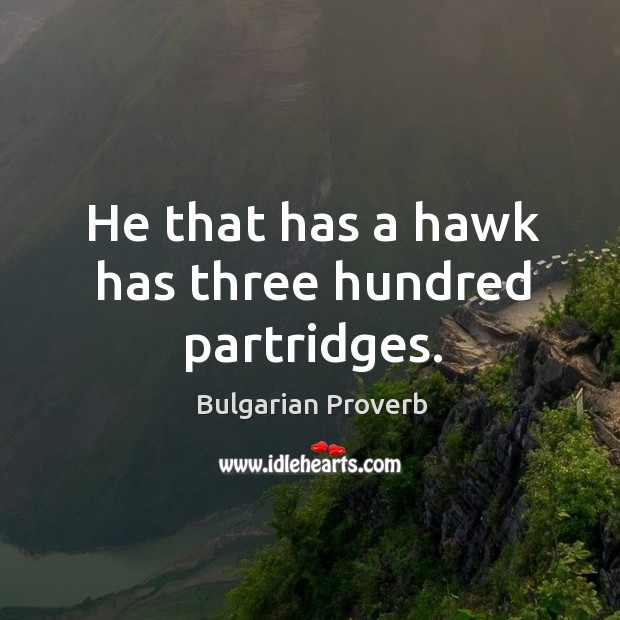 He that has a hawk has three hundred partridges. Bulgarian Proverbs Image