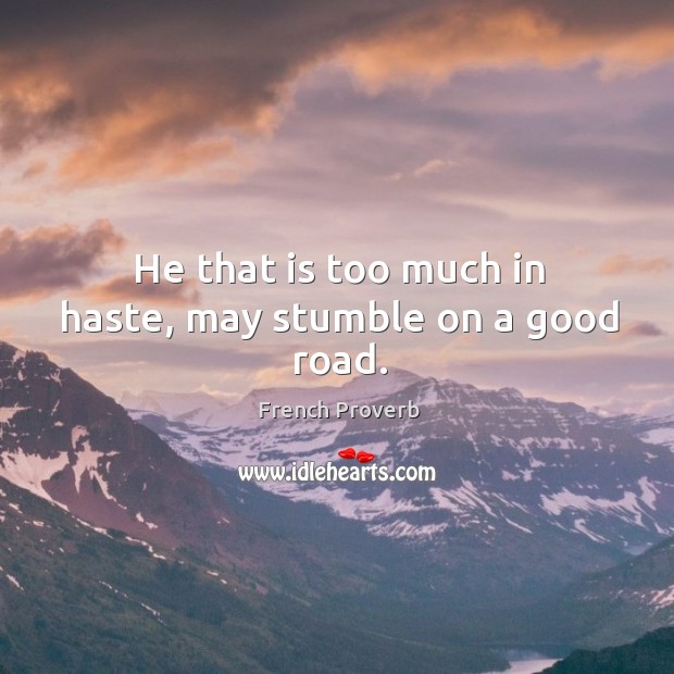 He that is too much in haste, may stumble on a good road. Image