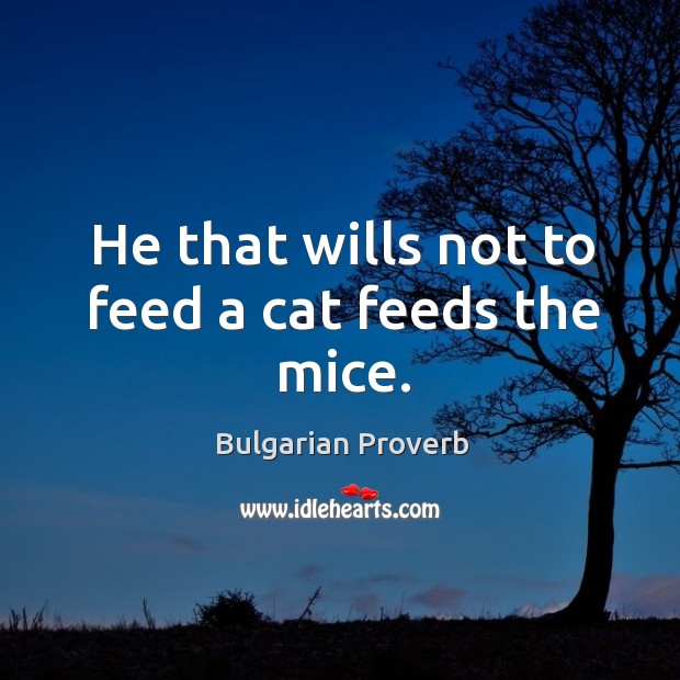 He that wills not to feed a cat feeds the mice. Bulgarian Proverbs Image