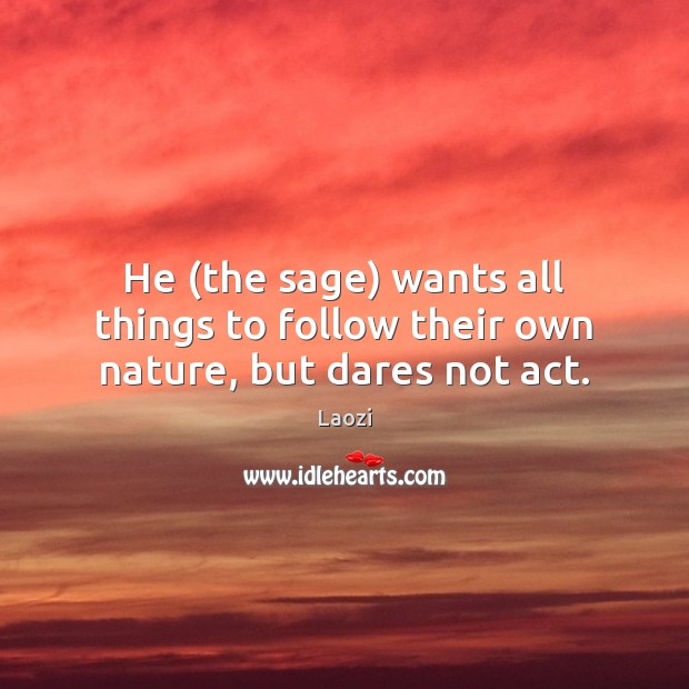 He (the sage) wants all things to follow their own nature, but dares not act. Image