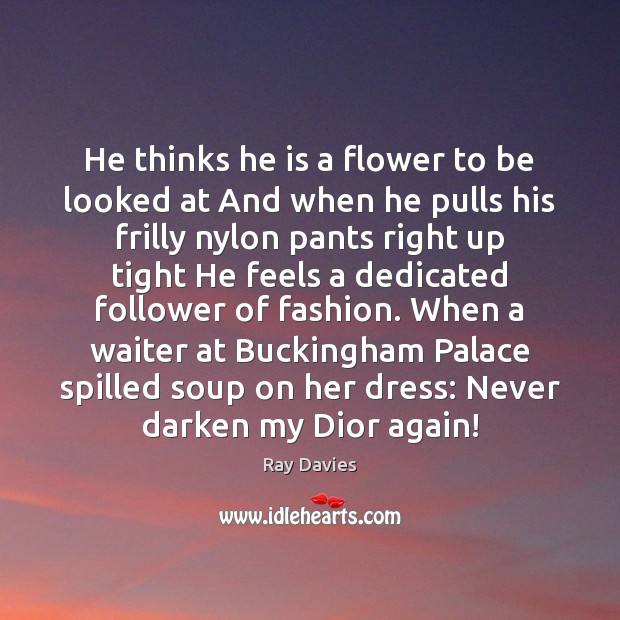 He thinks he is a flower to be looked at And when Ray Davies Picture Quote