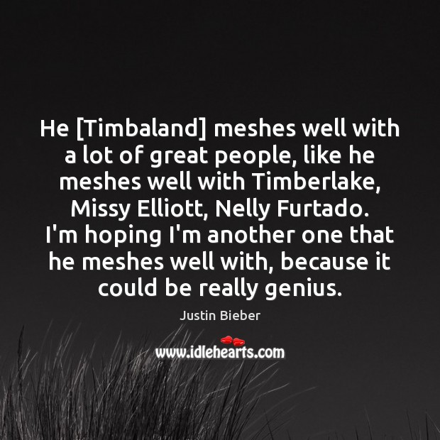 He [Timbaland] meshes well with a lot of great people, like he Image