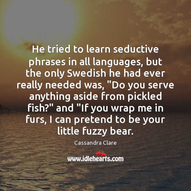 He tried to learn seductive phrases in all languages, but the only Image