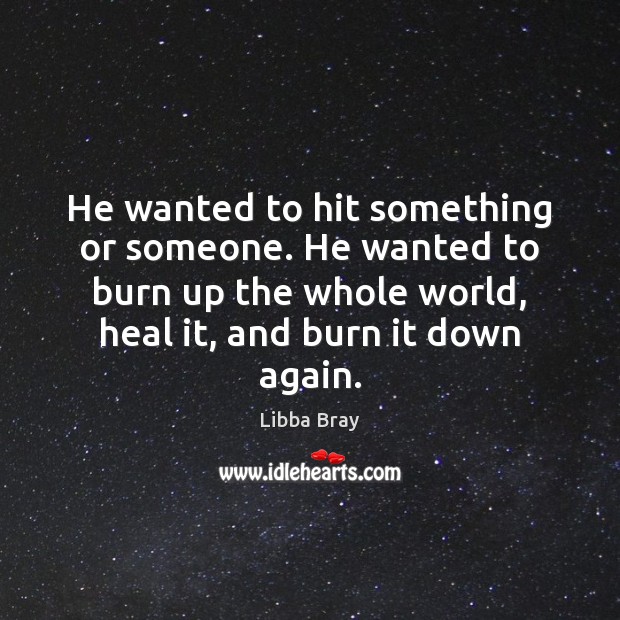 He wanted to hit something or someone. He wanted to burn up Libba Bray Picture Quote