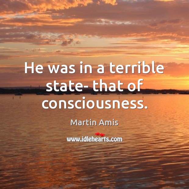 He was in a terrible state- that of consciousness. Martin Amis Picture Quote