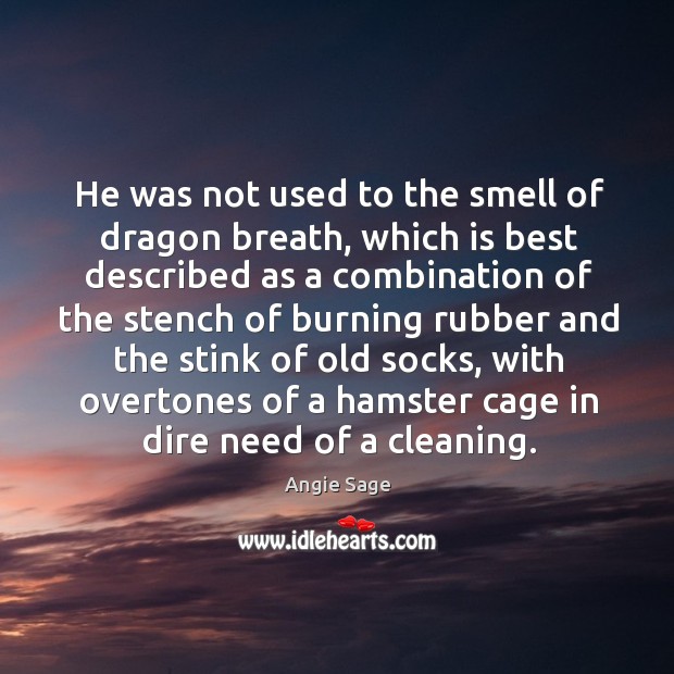 He was not used to the smell of dragon breath, which is Angie Sage Picture Quote