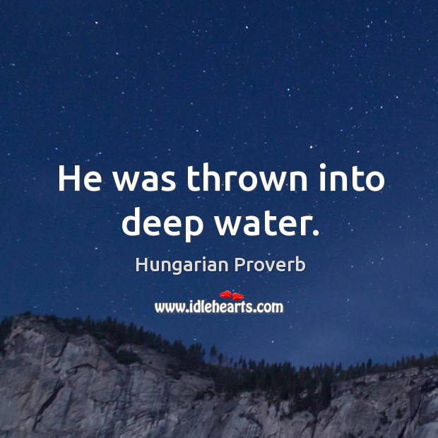 He was thrown into deep water. Hungarian Proverbs Image