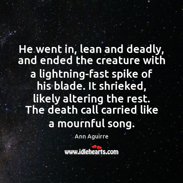 He went in, lean and deadly, and ended the creature with a Ann Aguirre Picture Quote