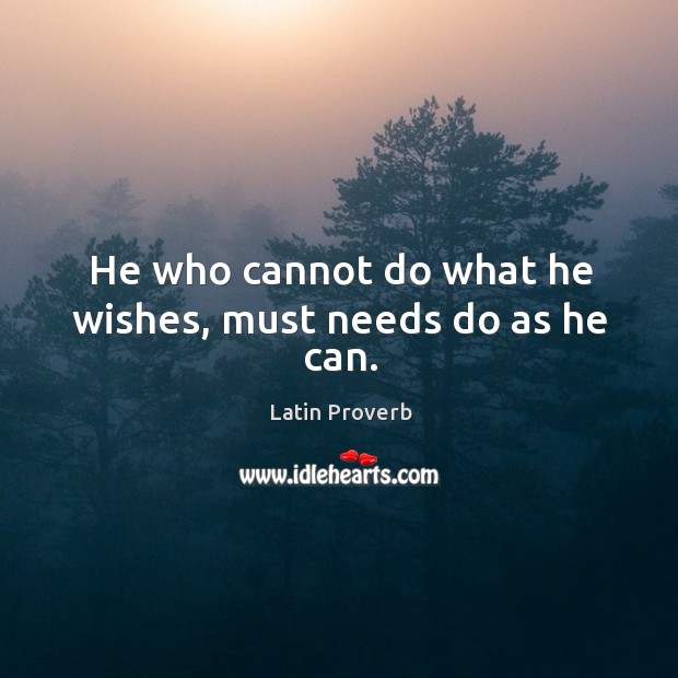 He who cannot do what he wishes, must needs do as he can. Latin Proverbs Image